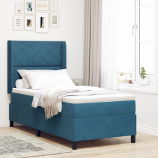 vidaXL Boxspring Ágy Matrac 100x200 cm Sötétkék Bársony ágy és ágykellék