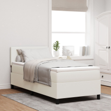 vidaXL Boxspring Ágy Matrac &amp;amp; LED Krém 100x200 cm Bordázott Szövet ágy és ágykellék