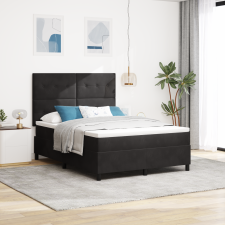 vidaXL Boxspring Ágy Matrac és LED Fekete 140x190 cm Bársony ágy és ágykellék