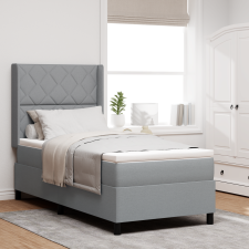 vidaXL Boxspring Ágy Matrac és LED Fénnyel Világosszürke 90x200 cm Szövet ágy és ágykellék