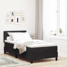 vidaXL Boxspring Ágy Matrac és LED-fények Fekete 90x200 cm Bársonyos ágy és ágykellék