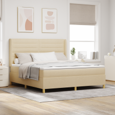 vidaXL Boxspring Ágy Matrac és LED Krém 180x200 cm Szövet ágy és ágykellék