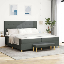 vidaXL Boxspring Ágy Matrac és Pad Sötét Szürke 200x200 cm Szövet ágy és ágykellék