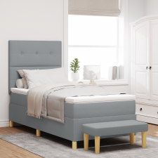 vidaXL Boxspring Ágy Matrac és Pad Világosszürke 100x200 cm Szövet ágy és ágykellék