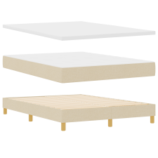 vidaXL Boxspring Ágy Matrac Felszereléssel - Krém, 140x190 cm, Szövet (3340274) ágy és ágykellék