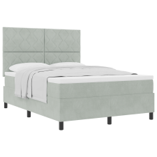 vidaXL Boxspring Ágy Matrac Fény Szürke 160x200 cm Bársony (3339908) ágy és ágykellék