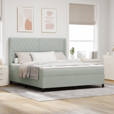 vidaXL Boxspring Ágy Matrac Fény Szürke 180x200 cm Bársony ágy és ágykellék