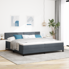 vidaXL Boxspring Ágy Matrac Kék Szürke 200x200 cm Bársony ágy és ágykellék