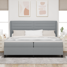 vidaXL Boxspring Ágy Matrac Kép Barnás Szürke 200x200 cm Szövet ágy és ágykellék