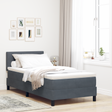 vidaXL Boxspring Ágy Matrac Közép Szürke 100x200 cm Velúr ágy és ágykellék