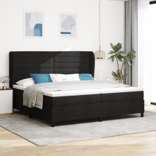 vidaXL Boxspring Ágy Matrac Közepes Fekete 200x200 cm Szövet ágy és ágykellék