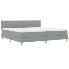 vidaXL Boxspring Ágy Matrac & LED Fény Világosszürke 200x200 cm Textil (3342464) ágy és ágykellék