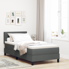 vidaXL Boxspring Ágy Matrac & LED Sötétszürke 100x200 cm Textil ágy és ágykellék