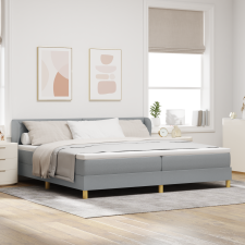 vidaXL Boxspring Ágy Matrac Mellett - Világosszürke - 200x200 cm - Szövet ágy és ágykellék
