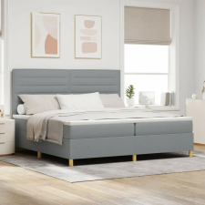 vidaXL Boxspring Ágy Matrac Világosszürke 200x200 cm Szövet ágy és ágykellék