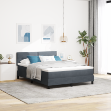 vidaXL Boxspring Ágy Matraccal és LED-del Sötétszürke 140x200 cm Bársonyos ágy és ágykellék