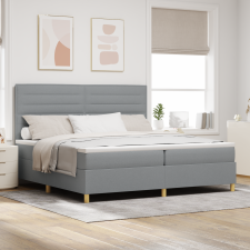 vidaXL Boxspring Ágy Matraccal és LED Fénnyel Világosszürke 200x200 cm Szövet ágy és ágykellék