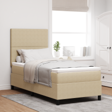 vidaXL Boxspring Ágy Matraccal és LED Fénnyel Zöld Szürke 90x200 cm Kordbársony ágy és ágykellék
