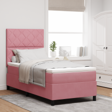 vidaXL Boxspring Ágy Matraccal és LED Rózsaszín 90x190 cm Bársony ágy és ágykellék