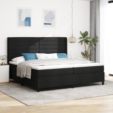 vidaXL Boxspring ágy matraccal és LED világítással, fekete, 200x200 cm szövet ágy és ágykellék