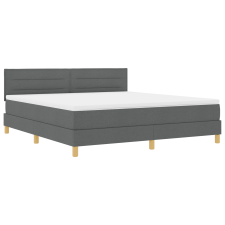 vidaXL Boxspring ágy matraccal és LED világítással, sötétszürke, 180x200 cm, Szövet (3342381) ágy és ágykellék