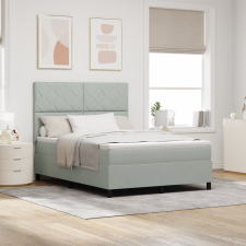 vidaXL Boxspring ágy matraccal és LED világítással, világosszürke, 160x200 cm bársony ágy és ágykellék