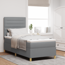 vidaXL Boxspring ágy matraccal és LED világítással, világosszürke, 80x200 cm, szövet ágy és ágykellék