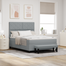vidaXL Boxspring ágy matraccal és pad állványos világosszürke 140x200 cm szövet ágy és ágykellék