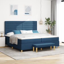 vidaXL Boxspring Ágy Matraccal és Pad Blue 200x200 cm Szövet ágy és ágykellék