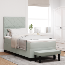 vidaXL Boxspring Ágy Matraccal és Pad Galuska Szürke 90x200 cm Bársony ágy és ágykellék