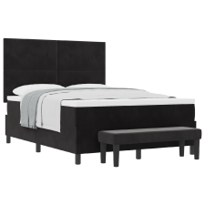 vidaXL Boxspring ágy matraccal és paddal Fekete 140x200 cm Bársonyos (3344518) ágy és ágykellék
