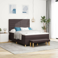 vidaXL Boxspring ágy matraccal és paddal Sötétbarna 140x190 cm Szövet ágy és ágykellék