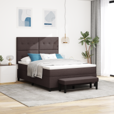 vidaXL Boxspring ágy matraccal és paddal, sötétbarna 140x190 cm szövet ágy és ágykellék