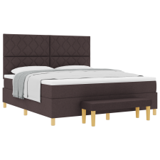 vidaXL Boxspring ágy matraccal és paddal sötétbarna 180x200 cm szövet (3344397) ágy és ágykellék