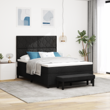 vidaXL Boxspring ágy matraccal és padlóval Fekete 140x200 cm Szövet ágy és ágykellék