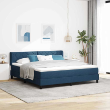 vidaXL Boxspring ágy matraccal Kék 180 x 200 cm Szövet és Mérnöki Fa ágy és ágykellék