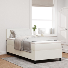 vidaXL Boxspring ágy matraccal Krém 100x200 cm Kordbársony szövet ágy és ágykellék