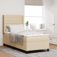 vidaXL Boxspring Ágy Matraccal Krém 100x200 cm - Szövet ágy és ágykellék