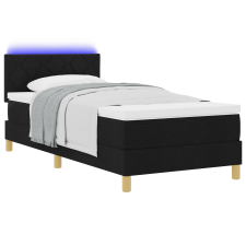 vidaXL Boxspring Ágy Matraccal & LED-del Fekete 100x200 cm Szövet (3342494) ágy és ágykellék