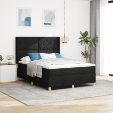vidaXL Boxspring Ágy Matraccal & LED Fekete 140x200 cm Szövet ágy és ágykellék