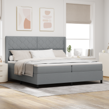 vidaXL Boxspring Ágy Matraccal & LED Fény Szürke 200x200 cm Szövet ágy és ágykellék