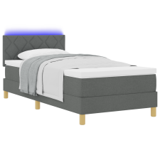 vidaXL Boxspring ágy matraccal & LED világítással Sötétszürke 90x200 cm Szövet (3342486) ágy és ágykellék