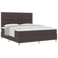 vidaXL Boxspring Ágy Matraccal Sötétbarna Szuper Királyság Szövet (3339640) ágy és ágykellék