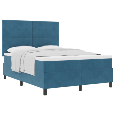 vidaXL Boxspring Ágy Matraccal Sötétkék 140x200 cm Párnás (3339840) ágy és ágykellék