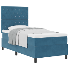 vidaXL Boxspring Ágy Matraccal Sötétkék 90x200 cm Velvet (3339744) ágy és ágykellék