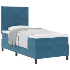 vidaXL Boxspring Ágy Matraccal Sötétkék Egyszemélyes Bársony (3339870) ágy és ágykellék
