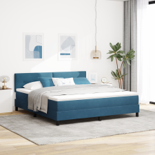 vidaXL Boxspring Ágy Matraccal Sötétkék Szuper Király Bársony ágy és ágykellék