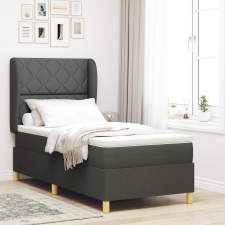 vidaXL Boxspring ágy matraccal sötétszürke 90x200 cm Szövet ágy és ágykellék