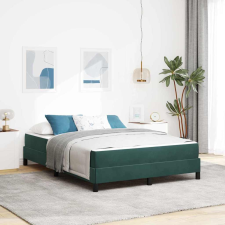 vidaXL Boxspring ágy matraccal Sötétzöld 140 x 200 cm Bársony ágy és ágykellék
