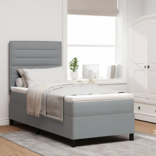 vidaXL Boxspring ágy matraccal világosszürke 100x200 cm szövet ágy és ágykellék